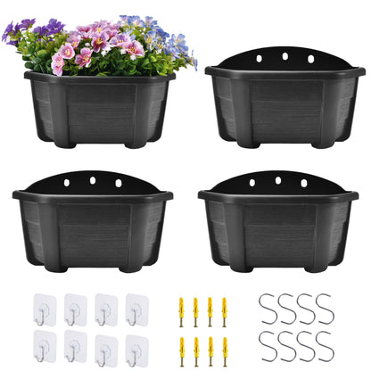 ORIMERC 9.8 inch Wood Imitated Wall Planter Pots for Indoor Plants, Wall Hanging Planters Living Wall Planter Indoor Outdoor Vertical Wall Mounted Planter for Your Green Plants, Dark Coffee (4 Pack)