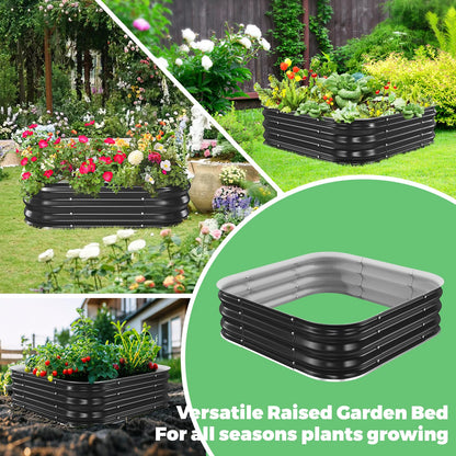 JAUZVIL Galvanized Raised Garden Bed, 4x4x1ft Garden Planter Bed Outdoor, Heavy Duty Rustproof Steel Raised Bed Kit for Gardening Vegetables Fruits Flowers Grow Black