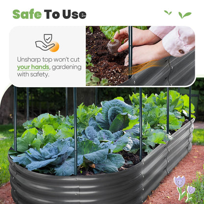 KING BIRD Raised Garden Bed with Cover Galvanized Oval Planter Garden Box Outdoor for Gardening, Vegetables, Flowers, Clear