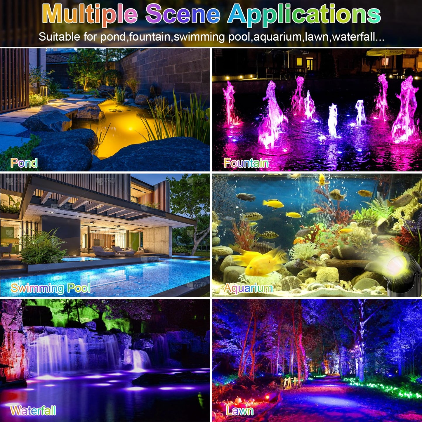 Srygery RGB Underwater Pond Lights, 20 Colors Dimmable Submersible Led Fountain Lights with Timer, IP68 Waterproof with Remote Control for Outdoor Ponds Aquarium Garden Pool (Set of 4)