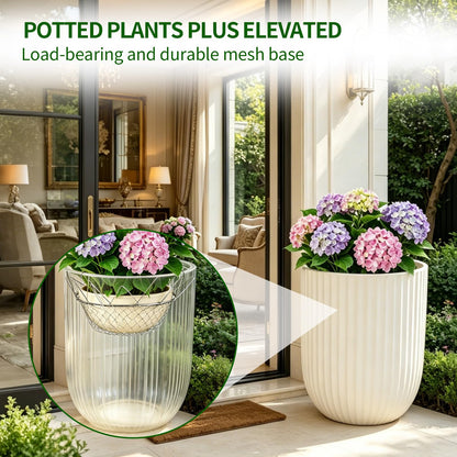 2Pcs Adjustable Planter Insert for Pots Any Height,12-18" Plant Risers for Inside Pots,Heavy Duty Rustproof Stainless Steel Plant Pot With Chains, Chain Pot Fillers for Tall Planters to Reduce Soil
