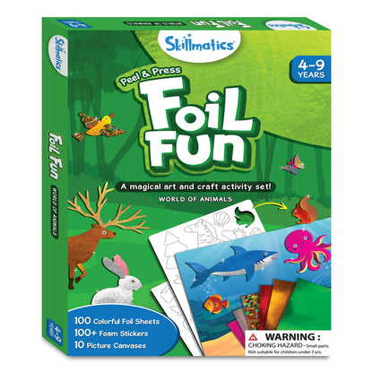 Skillmatics Foil Fun - Animals, No Mess Art for Kids, Travel Toys, Craft Kits, DIY Creative Activity, Screen-Free Entertainment, Gifts for Boys & Girls Ages 4, 5, 6, 7, 8, 9