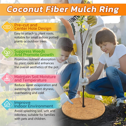 Legigo 4pcs Coconut Fiber Mulch Ring Tree Plant Protector Mat, 24 Inch Natural Coco Coir Tree Protection Ring Plant Pot Soil Cover, Tree Rings Disc Plant Cover for Indoor Outdoor Plants,Landscaping