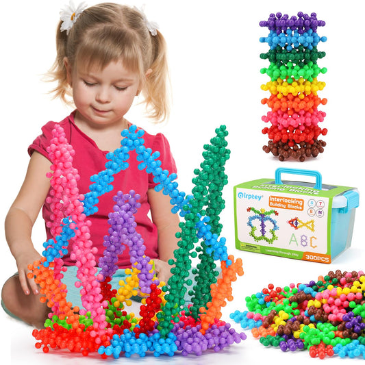 Kids Building STEM Toys for 3 4 5 6+ Year Old Boy Girl Birthday Gifts, 300PCS Educational Interlocking Discs Building Blocks for Kids Ages 3-5 4-8 5-7 Preschool Manipulatives Classroom Must Have