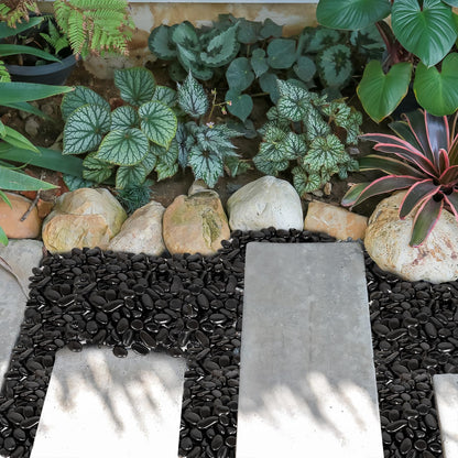 GASPRO 15lb Black River Rocks for Landscaping Outdoor, Polished Black Pebbles for Planters - 1 to 2 Inch, Large Decorative Stones for Garden Decor
