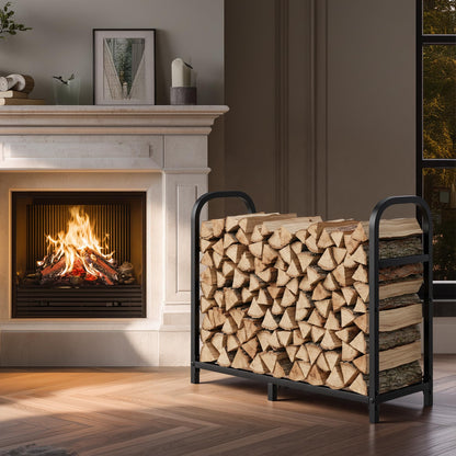 suchown 34 Inch Firewood Rack Outdoor with Log Carrier Bag, Indoor Fire Wood Holder, Metal Heavy Duty Log Holder, Rustproof Firewood Storage Tool for Fireplace Patio Deck