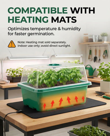 NACNO 10 Packs Seed Starter Tray Seed Starter Kit with Humidity Dome (120 Cells Total Tray) Seed Starting Trays Plant Starter Kit and Base Mini Greenhouse Germination Kit for Seeds Growing Starting
