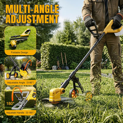 Cordless String Trimmer & Lawn Edger for Dewalt 20V Battery (NO Battery), 14" Electric Weed Eater and Edger Battery Powered, 3 in 1 Lawn Tool Wheeled with 8 Pcs Grass Cutter Spool Line for Yard Garden