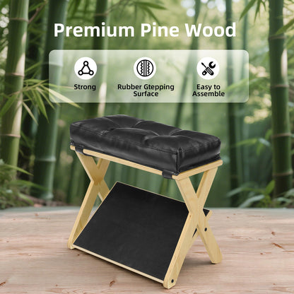 HOMELYSTBO Double Step Foot Rest for Under Desk at Work, Wooden Under Desk Footrest with Non-Slip EVA Stepping Surface, Ergonomic Foot Stools for Under Office Desk, Enhances Posture,Home Office Gaming