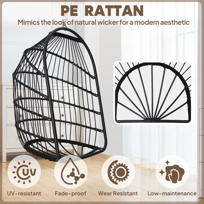 Chihee Egg Chair Foldable Wicker Rattan Hanging Swing Chairs Indoor Outdoor Patio Wicker Chair Hammock Chair with Stainless Steel Hanging Kit Chain Link UV Resistant Cushion Bedroom Balcony
