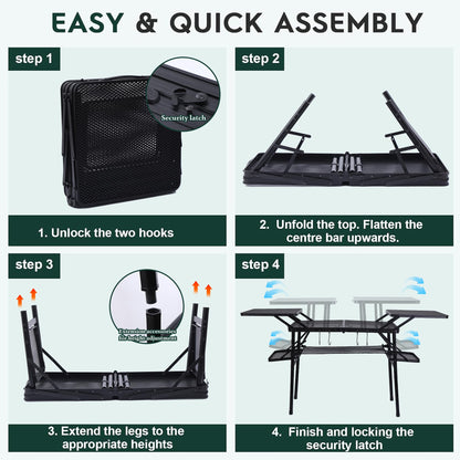 Nice C Camping Table, Compact Folding Table, Tailgate Grill Table, Outdoor Tables, Camping Tables That Fold Up Lightweight, with 4 Side Tables & Mesh Net for BBQ, Camping