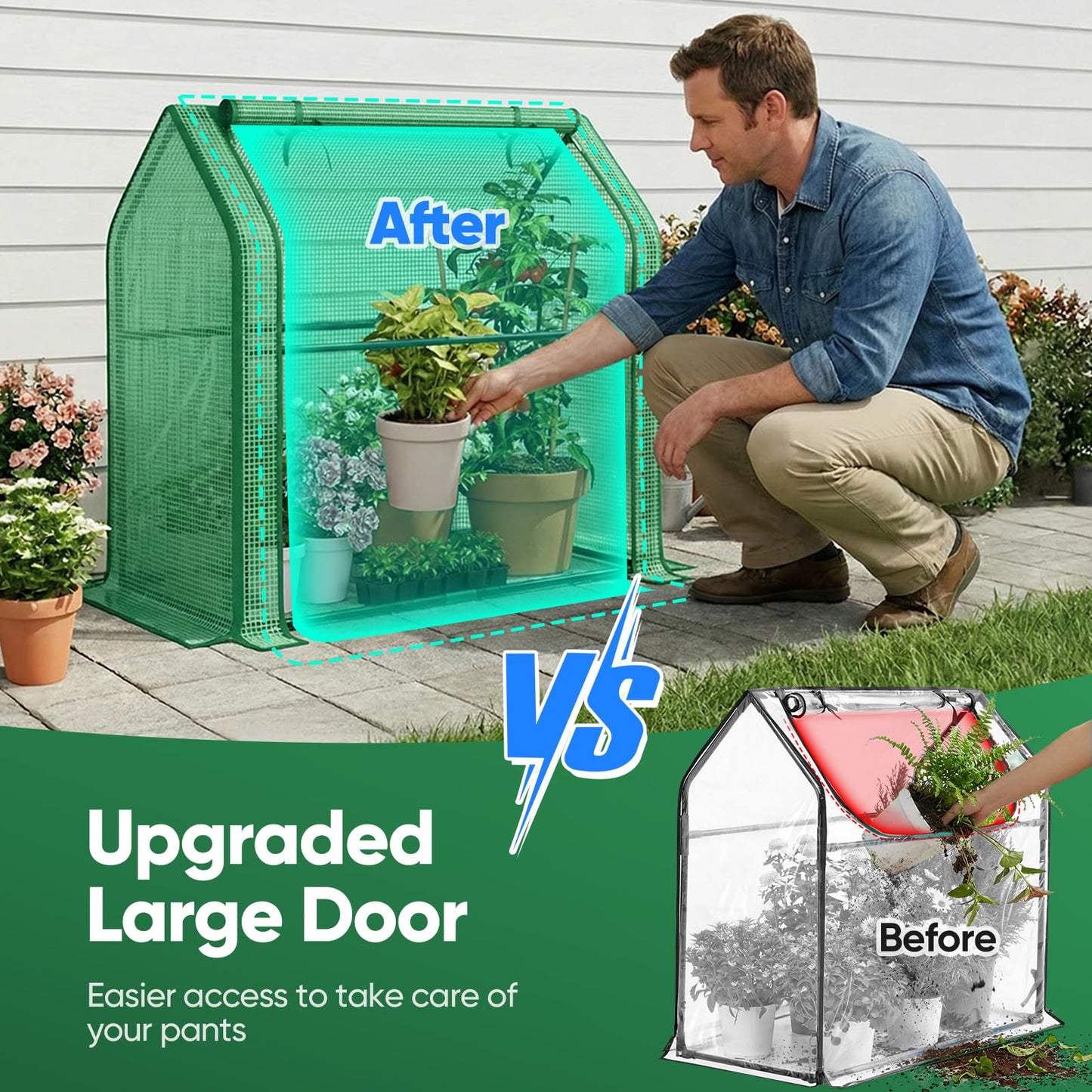 Quictent Mini Greenhouse for Indoor, 2-Pack Tabletop Portable Small Green House Waterproof UV Protected Cover Shelter for Outdoors, Garden Plant Seed Starting Nursery, 36"x18"x33", Green