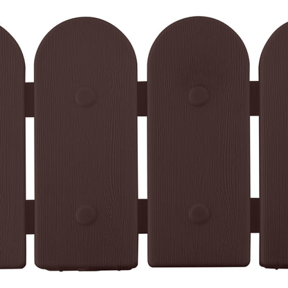 Evelyne Garden Border Plastic Edging: Wooden Fence Design - 8pcs Brown Yard Landscaping Fence Liner Lawn Edge Barrier - 10ft Kit of Decorative Lawn Panels Elements -Landscaping Edging-GMT-10374-A08