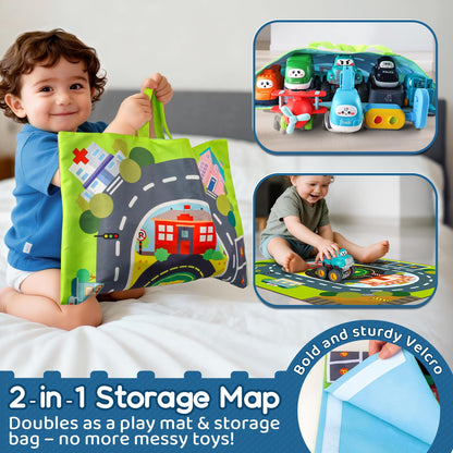 Big Cartoon Truck Car Toys for 1 Year Old Boy with Playmat/Storage Bag|Baby and Toddler Toys 12-18 Months & Age 1-2 with Trailor|1st Birthday Gift for 1 2 Year Old Boy