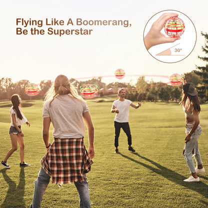 Fesbt Flying Orb Ball 2025 Boomerang Hover Ball Galatic Fidget Spinner Mini Drone Cool Toys Birthday Gift Ideas for 6 7 8 9 10+ Year Old Boys Girls Teens Indoor Outdoor (Red)
