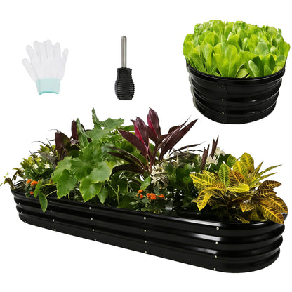 NestNature 2 Pack 17" Tall 10-in-2 Heavy-Duty Modular Galvanized Raised Garden Bed Kits - 8ftx2ft Metal Raised Beds for Planting Plants Vegetables Fruits Flowers Herbs - Outdoor Ground Planter Box