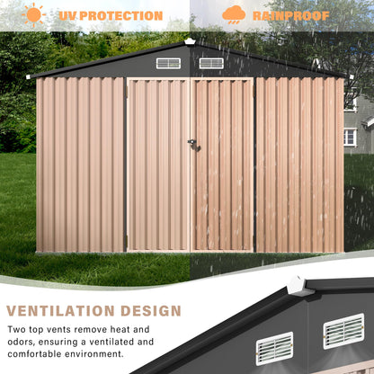 12X10 ft Outdoor Metal Storage Building, Storage Shed with Secure Lockable Door & Air Ventilation System, Premium Metal Tool Shed for Garden, Backyard, Patio, Ideal for Lawn Equipment & Tools