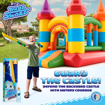 SPLASH JAM AQUA SWORD, Fun Swimming Pool Toys Made from Soft Foam Sponges Suitable for Kids 6+ Ages, Exciting Outdoor Summer Games with 130ml Water Tank, Orange (Yellow)