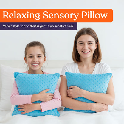 Special Supplies Vibrating Pillow Sensory Pressure Activated for Kids and Adults, 12” Plush Minky Soft Cover, Textured Therapy Stimulation Bumps-Vibrations, Music & Voice Recording (Blue)