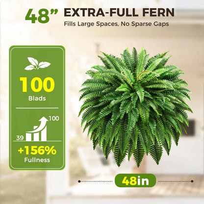 Suntee 2 Pack 48" Large Artificial Ferns, 3 Pack Tomato Cage with 10 Gallon Grow Bags