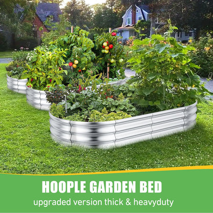 HOOPLE 2 Pack Raised Garden Bed 6x3x1FT, Galvanized Metal Raised Garden Bed Outdoor, Oval Design with Open Base for Better Drainage, Easy Gardening for Vegetables, Flowers & Herbs