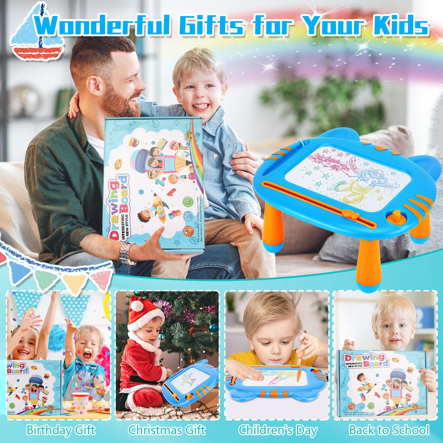 Magnetic Drawing Doodle Board for Toddler,Toddler Toys for 3 4 5 Year Old Boys Girls,Learning Educational Baby Kids Toys for Boys and Girls 3 Years and Up,Christmas Birthday Gifts