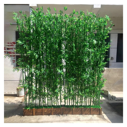 BMPAALN Grass Wall,Greenery Wall, Outdoor Front Deck Faux Bamboo Tree with Wooden Base, Greenery Wall Dividers for Home Office Spa) (Color : Base-1.2m-20 Pole, Size : H1.2m(47 1/4""))