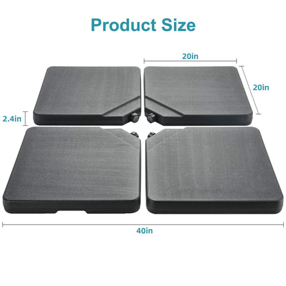 FLAME&SHADE 256lb 4 Pieces Base Stand Weight Set for Outdoor Patio Cantilever Offset Umbrella, Black