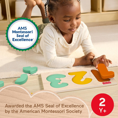 Fisher-Price Wood Montessori Toy 1-2-3 Puzzle, American Montessori Society Seal of Excellence, 6-Piece Wooden Learning Activity & Expert Play Tips for Toddlers & Kids Ages 2+ Years (Amazon Exclusive)