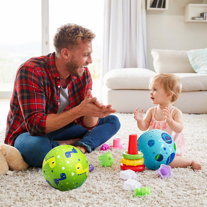 ZOOJOY Pack of 2 Cartoon Playground Balls, Balls for Toddler 3-12, 8.5" Rubber Ball Bouncy Kickball, Indoor & Outdoor Ball Game for Kids with Pump
