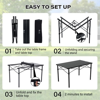 OUTSIDER Folding Camping Table with Aluminum Roll-up Tabletop Portable Lightweight Beach Table with Carry Bag for Outdoor Cooking, Picnic, BBQ, Travel, Backyard Style1