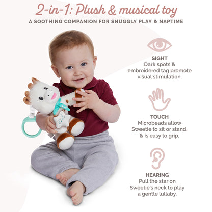 Sophie la girafe Sweetie Plush with Music Box | Ideal for Travel | Ultra Soft, Flexible & Easy to Grasp | Awaken The Senses