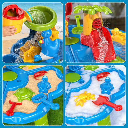 Kenthoris Water Table for Toddlers 1-3, Toddler Outdoor Toys Kids Summer Beach Backyard Pool Splash Activities Playsets, Water and Sand Activity Sensory Playset for Toddlers 1.5+ Years Old (8928)
