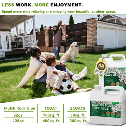 135 oz Clear Mulch Glue for Landscaping — Strong Rock Glue for Landscaping, All-Weather Anchor Binder Adhesive, Locks Down Gravel & Stones, Prevents Wind & Rain Erosion, Pet-Safe (Covers 400 sq ft)