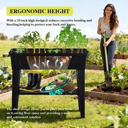 MO Raised Garden Bed with Legs & Trellis, Outdoor Raised Planter Box for Gardening Herb Garden, Planters for Outdoor Plants, Garden Bed for Garden Yard Patio Home Decor