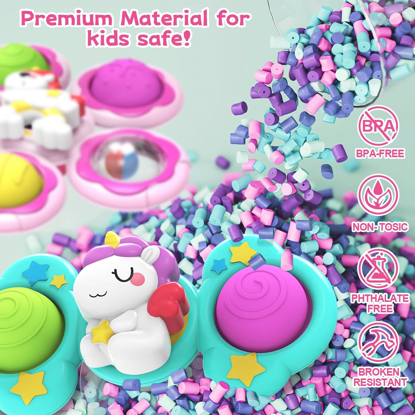 3PCS Suction Cup Spinner Toys for 1 Year Old Girls Boys, Baby Bath Toys,Spinners for Kids Sensory Toys for Toddlers 1-3,Toddler Girl Birthday Gifts