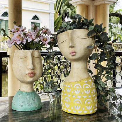 DiliComing Face Planter-Pots for Indoor Plants - 11 Inch Tall Planters for Flowers Head Planter with Drainage for Patio Yard Garden Succulent Pots Garden Decor 6 x 6 x 11 Inch