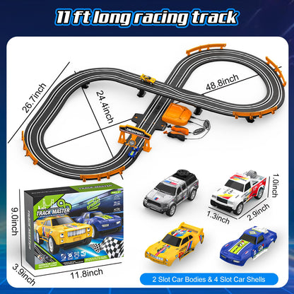 Slot Car Race Track Sets for Boys, Race Car Track with 2 High-Speed Slot Cars, Battery or Electric Car Track, Dual Racing Game Lap Counter Track Sets, Toys Gifts for Boys Girls Ages 4 5 6 7 8-12