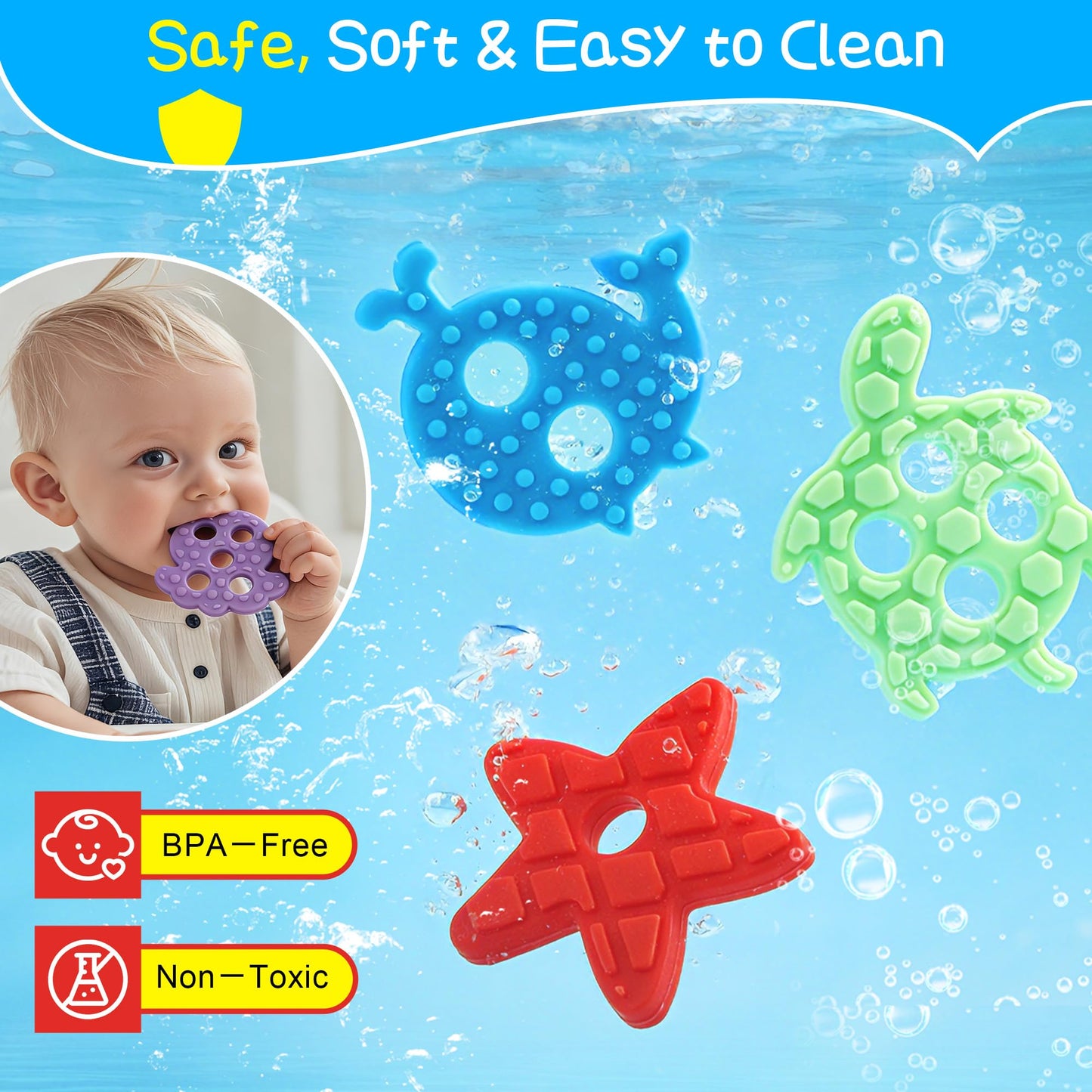 FlufiFiea Silicone Blocks for Toddlers Aged 1-3 2-4, Montessori Toys for 1 Year Old Boy Girl Gifts, Sorting & Stacking Toy Soft Textured Educational Learning Toddler Baby Toys