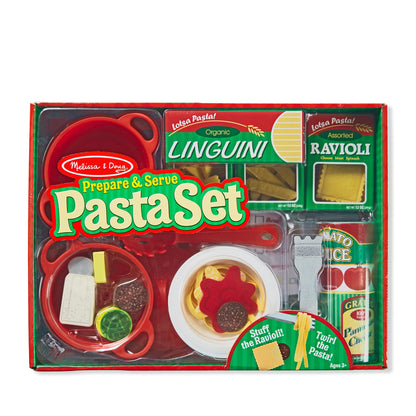 Melissa & Doug Prepare & Serve Pasta Set with Toy Food & Kids Play Kitchen Accessories, Montessori-Inspired Preschool Learning Toys for Girls & Boys 3+