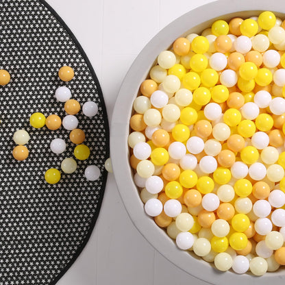 GOGOSO Ball Pit Balls for Toddlers Dogs Baby Boys Girls 2.2Inch Plasticball Toys for Kid Play Tent Birthday Slides Party Decor 170 pcs, Cream Yellow+ Macaron Yellow+ White