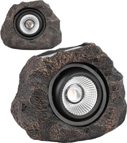 Solar Rock Lights Outdoor – 2 Pack Waterproof LED Landscape Garden Spotlights, Realistic Stone Design, Wireless Solar Powered Pathway Lights for Yard, Walkway, Patio & Lawn Decoration (Auto On/Off)