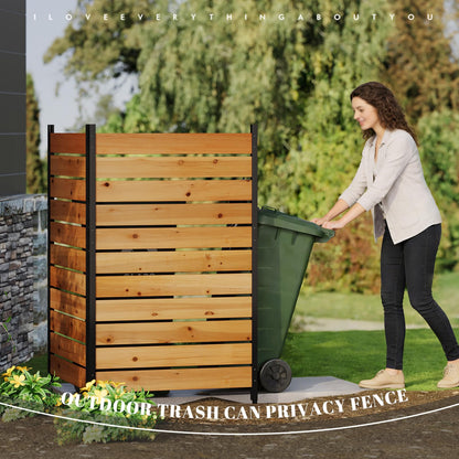 Privacy Fence Screen Outdoor Freestanding Privacy Fence Panel Decorative Patio Privacy Screen Air Conditioner Fence Outdoor Privacy Panels for Deck Porch Balcony (Wood, Reddish Brown)