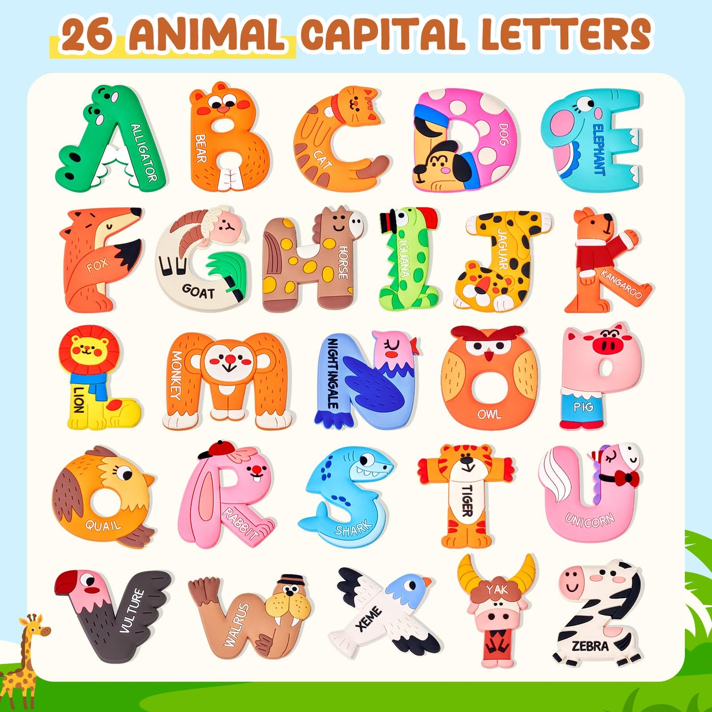 JoyCat Farm Busy Book for Toddlers 1-3 - 1 Year Old Boys Girls Gifts Toys + Magnetic Letters, Animal Fridge Magnets for Toddlers & Kids, 26 Large Soft PVC Uppercase Alphabet ABC Refrigerator Magnets