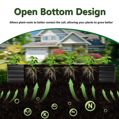 ZUNUDA 8×2×1FT(2PCS) Galvanized Raised Garden Bed Kit Metal Planter Boxes,Large Outdoor Planters Garden for Planting Vegetables,Flowers,Herbs -Black