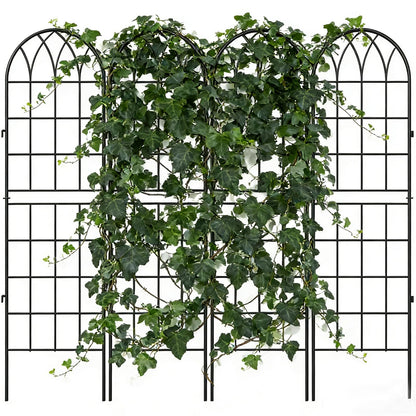 4 Pack Metal Garden Trellis for Climbing Plants, Black Metal Garden Trellis for Vines Plant Rose Vegetable Support,Large Decorative Outdoor Trellis