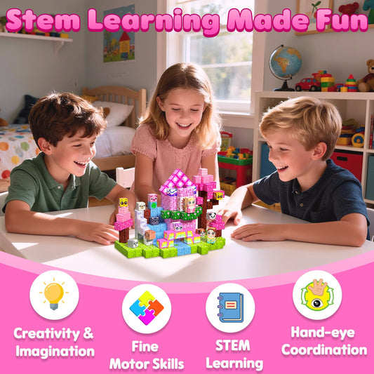 SSAWER Magnetic Blocks, 100PCS Magnetic Building Blocks, Stacking Magnets for Kids, Sensory Toy for STEM Constructions Magnet Blocks for Girls Age 3+, Christmas Birthday Gifts
