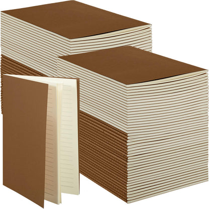 Mimorou 100 Pcs Journals Notebooks Bulk - Kraft Softcover A5 Small Notebooks 5.5 Inch x 8.3 Inch Notepads with 60 Page 30 Sheet for Writing Sketch Travel Office Supplies(Dark Brown,Lined)