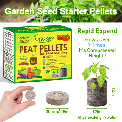 Legigo 100 Pcs 30mm Peat Pellets Seed Starter Soil Pods- Seedling Soil Block Peat Pods for Seed Starting, Compressed Seed Pod Starter Plugs for Garden Plant Cuttings Herb Flower and Vegetables