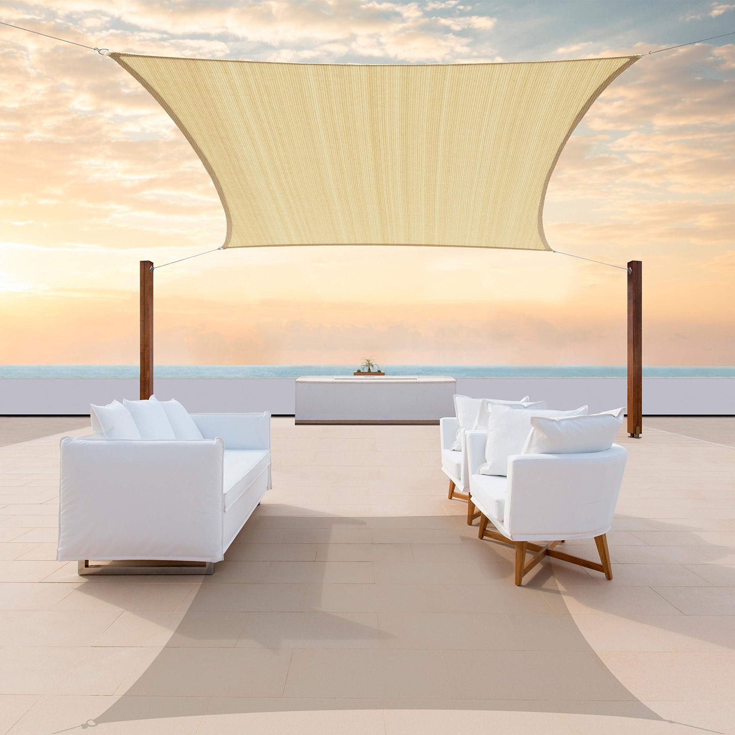 ColourTree 12' x 20' Beige Sun Shade Sail Rectangle CTSLR1220 - Canopy Mesh Fabric UV Block UPF50 - Commercial Heavy Duty - 190 GSM - 3 Years Warranty (We Make Custom Size)